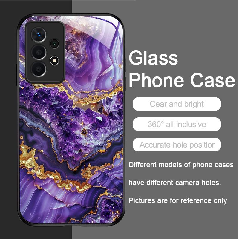 Luxury Marble Gemstone Pattern Tempered Glass Phone Case for Samsung Galaxy S25 Ultra S24 S23 Plus S22 S21 S20 FE A56 Hard Cover