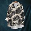 Women's Loose Ruffled Retro Floral Print Stand Collar Long Sleeve Cotton And Linen Top