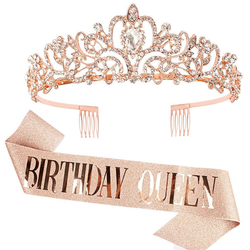 1/2set Birthday Shoulder Strap Crown Dress Up Set Birthday Queen/Girl Set Ceremony Shoulder Strap Party Decoration Supplies