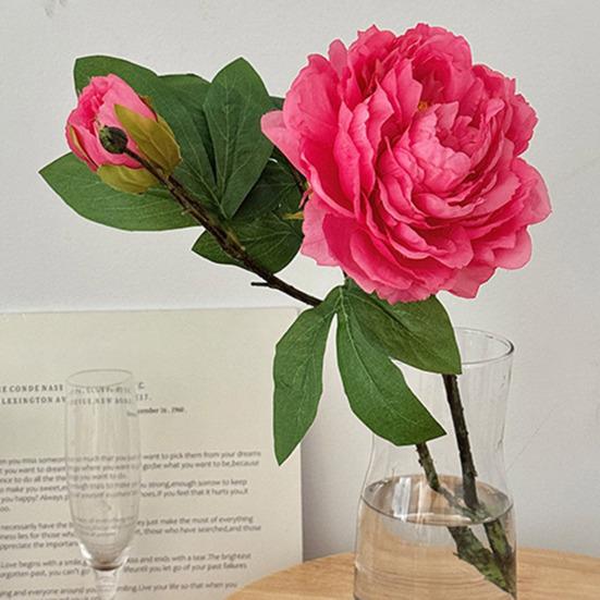 Artificial Peony Flower Faux Silk Peony Bouquet with 1 Bud Fake Floral Arrangement for Farmhouse Home Wedding Table Centerpiece