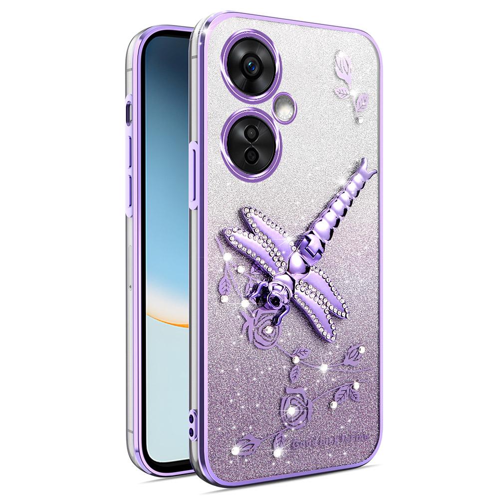 Deksel til Xiaomi Redmi 13C 5G/13R 5G/Poco M6 5G Dragonfly Støtte TPU Blomster Glitter Telefondeksel