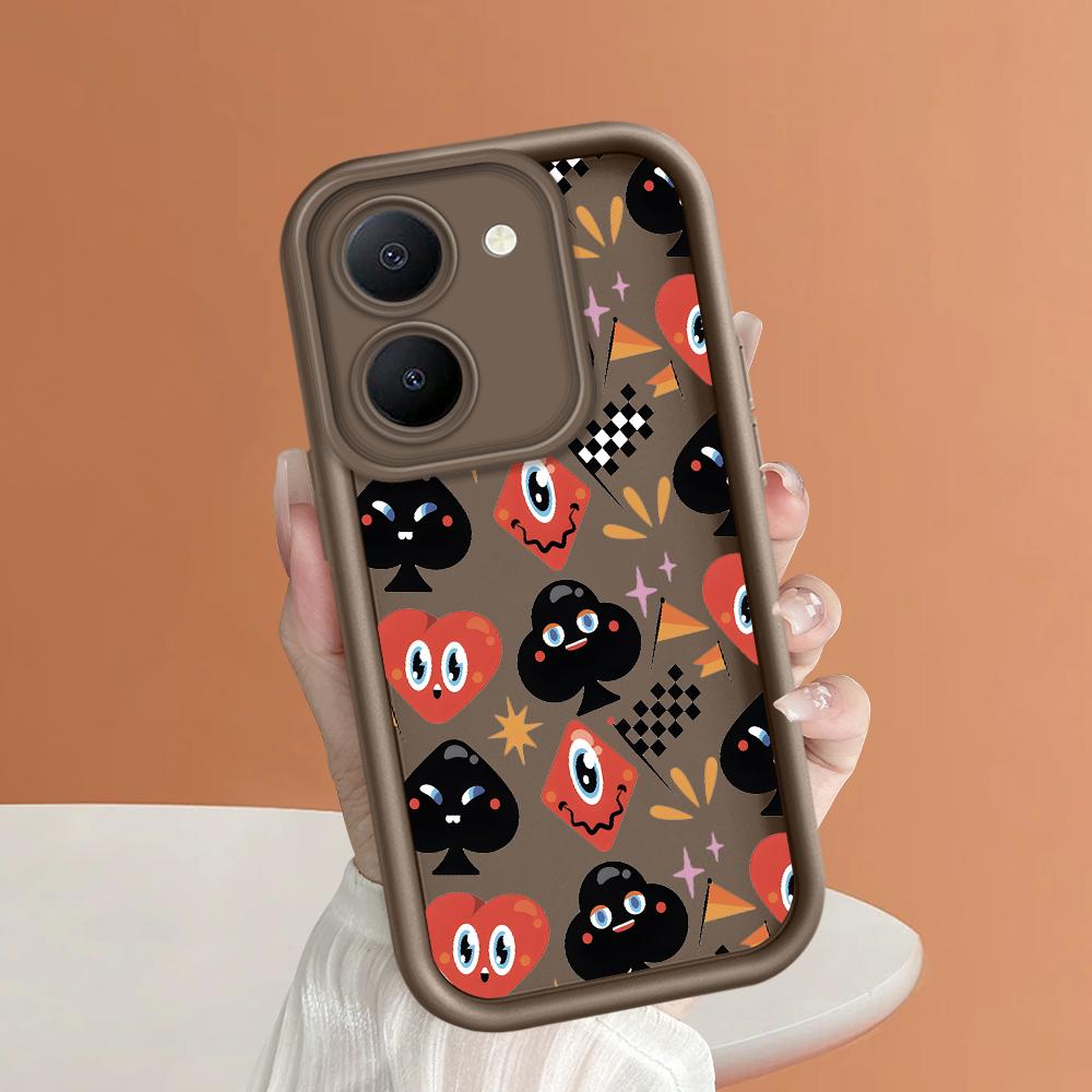 Soft Silicone Square Ladders Cartoon Pattern Full Cover Camera Protection Shockproof Case for iPhone Infinix Tecno Vivo