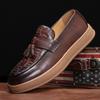 Men Classic Retro Tassels Loafers Fashion Men's Casual Shoes Embossed Leather Mens Slip-on Thick Sole Outdoor Flats 9607