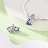 Authentic Crystal Glass Cat Garden Beads & Shiny Square Dragonfly Dangle Charm Fits Original Bracelet 925 Sterling Copper Beads