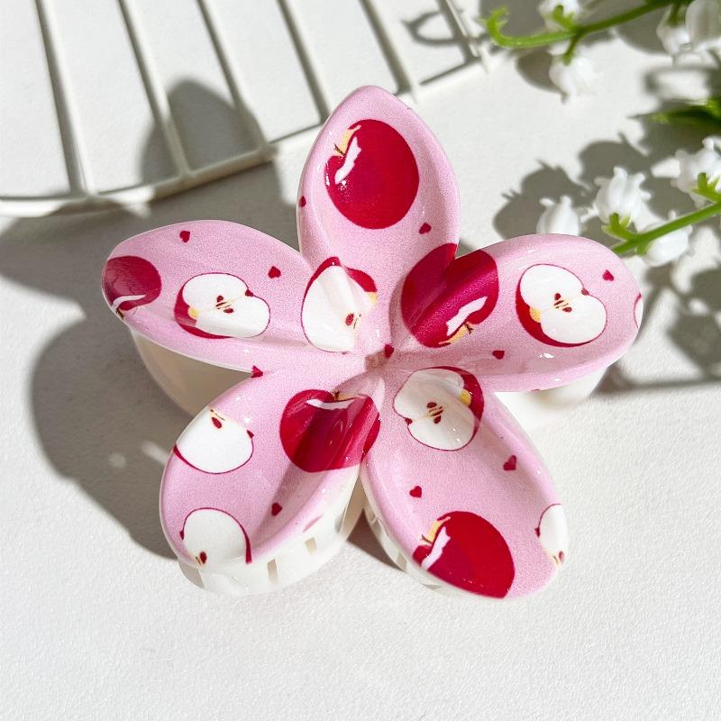 Printed Clips, Egg Flower Fresh and Light Hair Clips Back of The Head Updo Shark Clips