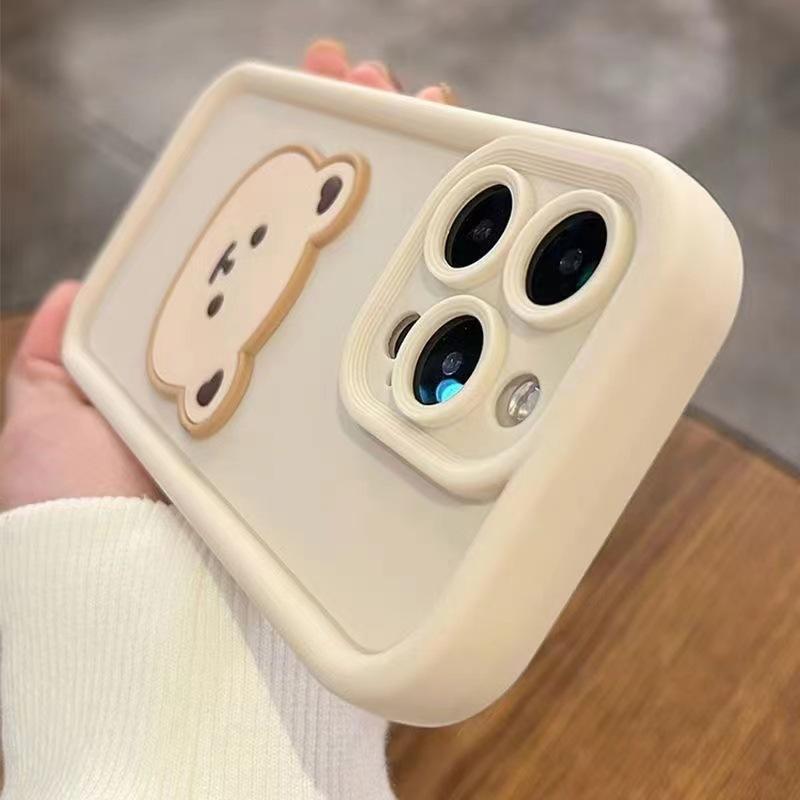 Applicable to iPhone17/16e mobile phone case 15 three-dimensional bear 14 Apple 15pro anti-drop 11 protective case 8 soft case