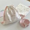 Small Drawstring Bags Cute Bow Makeup Pouch Portable Canvas Storage Bag