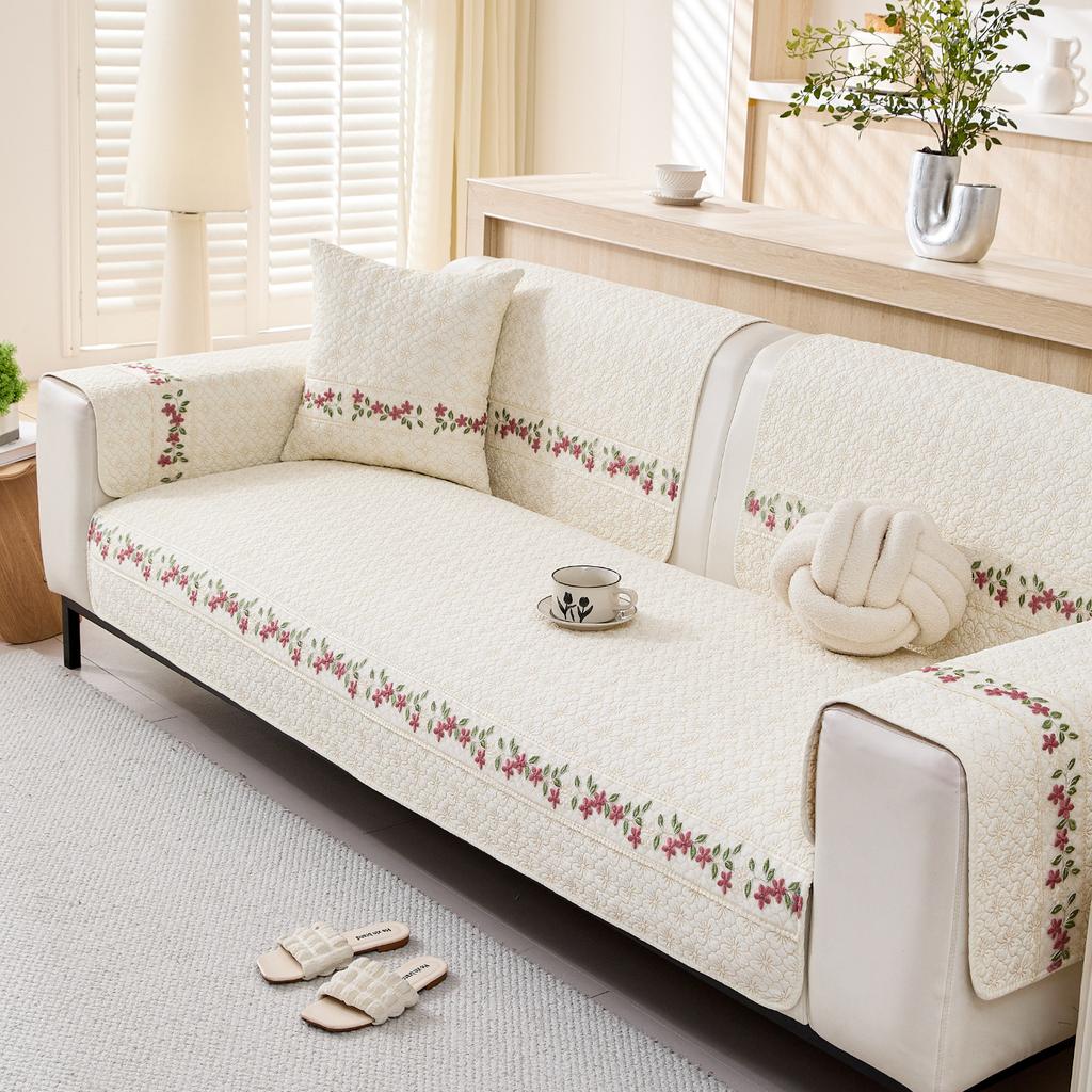 Sofa Cushion Pastoral Four-Season Universal Fabric Non-Slip High-Grade Seat Cushion Nordic Simple Sofa Cover Towel Washed Cotton