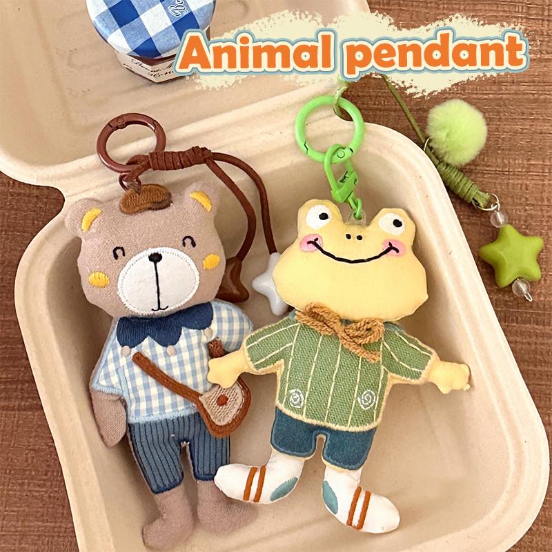 Kreativer Cartoon Stoffpuppen Schlüsselanhänger Niedlicher Frosch Bär Puppe Schlüsselanhänger Taschenanhänger Schöne Hängedekoration Paar Schlüsselhalter Geschenke