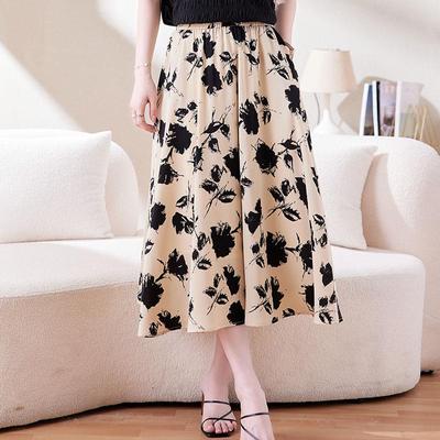 Dam Chiffong Blommig A-linjekjol - Stilfull Sommar Elastisk Midja Cover-up
