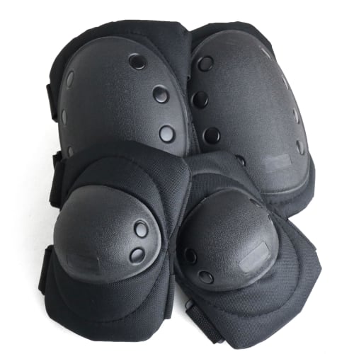 SHENKEL SWAT Type Hatch Type Protective Elbow and Knee Pad Set, Black (pad-001bk)