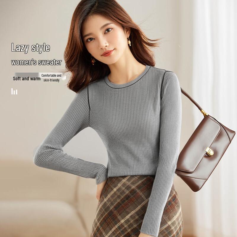 HSTYLE Women's Wool Blend Round Neck Sweater