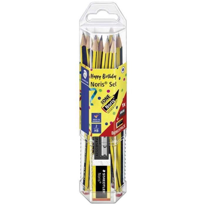 Crayon graphite - staedtler - noris - pack de 12 - taille-crayons inclus - gomme noris