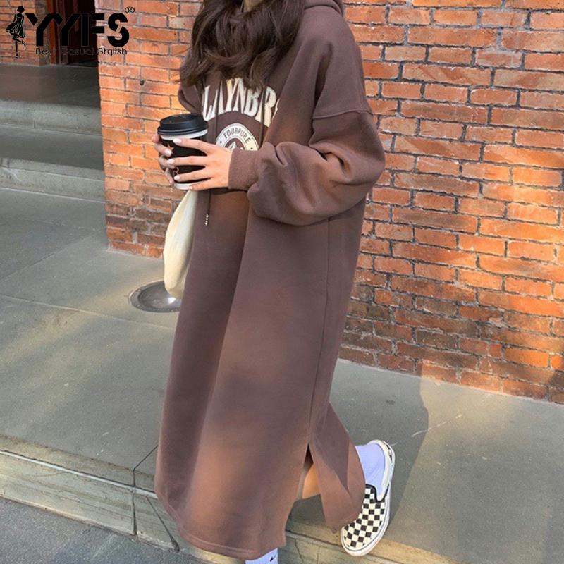 

YYFS Women s Fashion Fall Winter Long Sleeve Hooded Loose Waistline Casual Dresses Size: One Size сірий колір