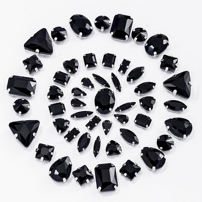 Sliver Claw Rhinestones Setting Shape Mix Clear Jelly Candy AB Glass Crystal Sew On Rhinestone Wedding Dress Shoes Bags DIY Trim