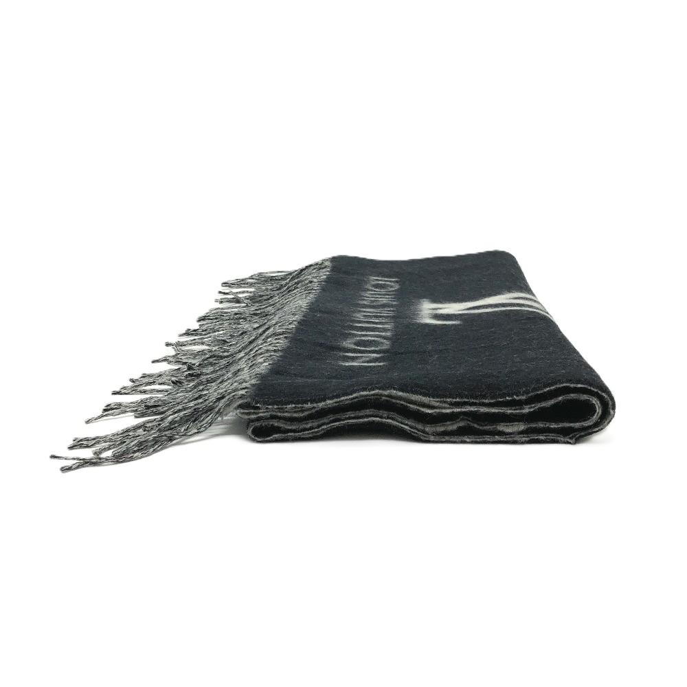 Louis Vuitton M71040 Monogram Reykjavik stole/shawl, fringe Scarf Cashmere Black