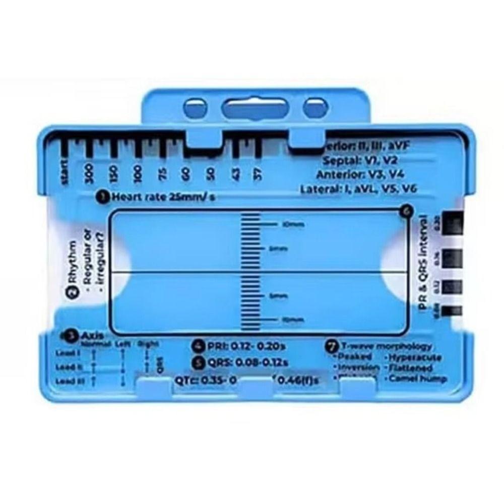 Portable Pocket Ecg/Ekg Reference Guide Clear Ekg Interpretation Ruler ECG 7 Step Ruler Card  Nurse