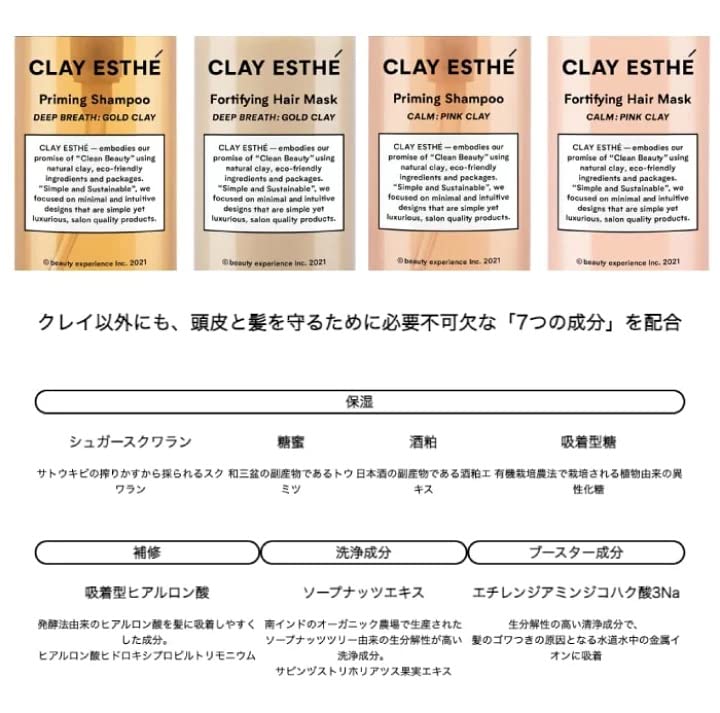 Clay Esthe Priming Pink Shampoo 400ml & Fortifying Mask Pink 400ml Set