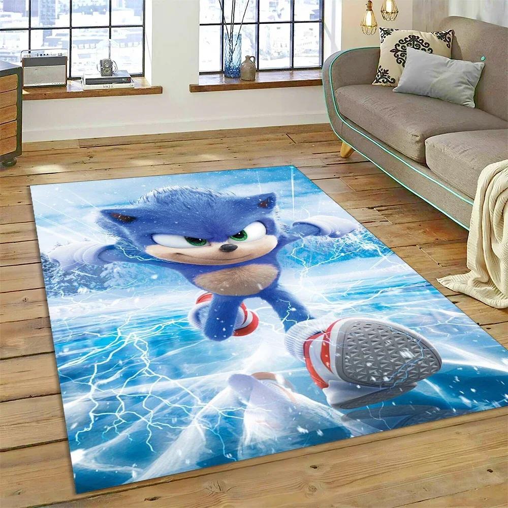 Game Anime 3D S-Sonic Cartoon Carpet Rug for Bedroom Living Room Home Sofa Decoration,Children Game Large Decor Floor Mat Gift