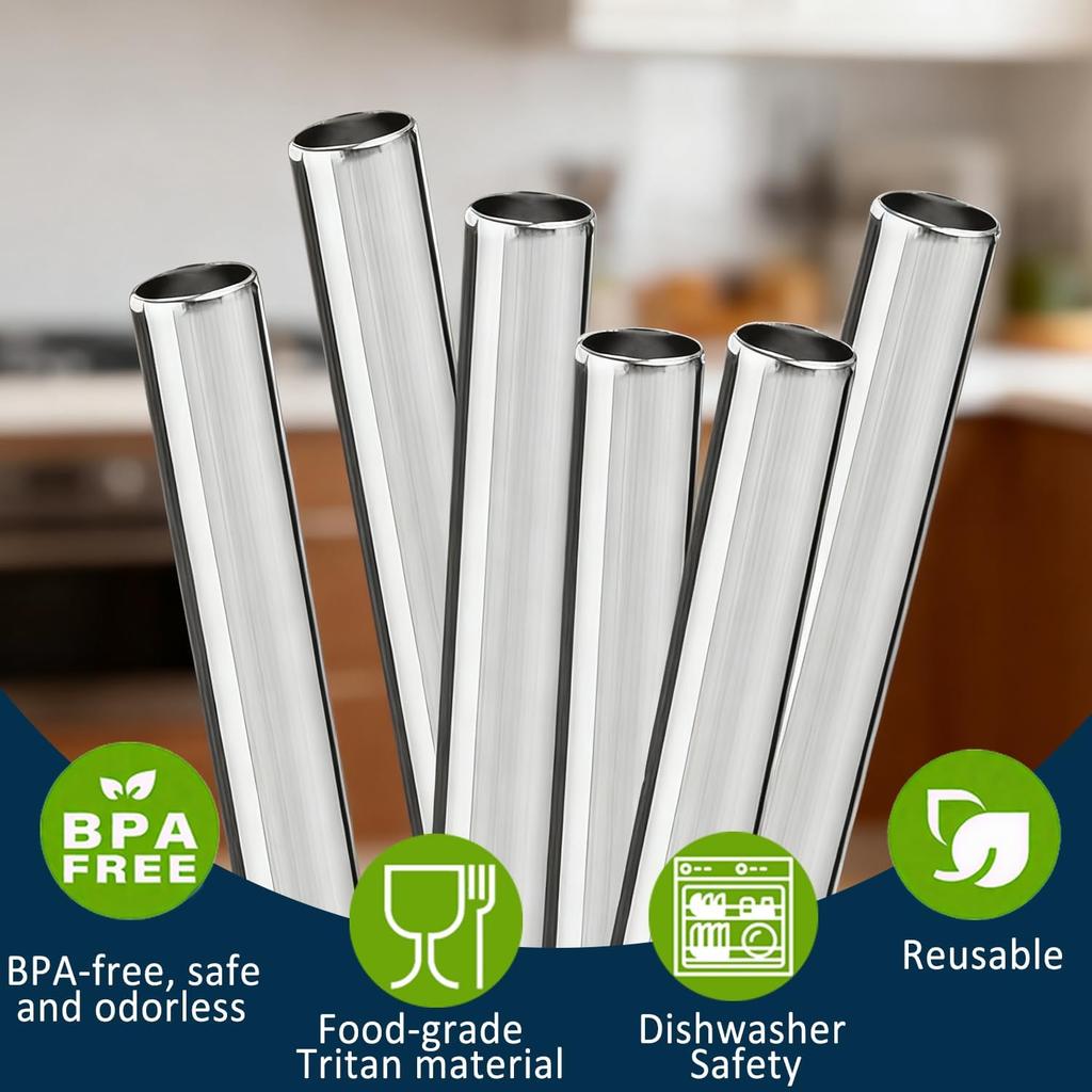 6 Pack Metal Straw for Owala FreeSip Sway 30oz Water Bottle -Stainless Steel Straws for Owala Water Bottle (Stainless Steel)