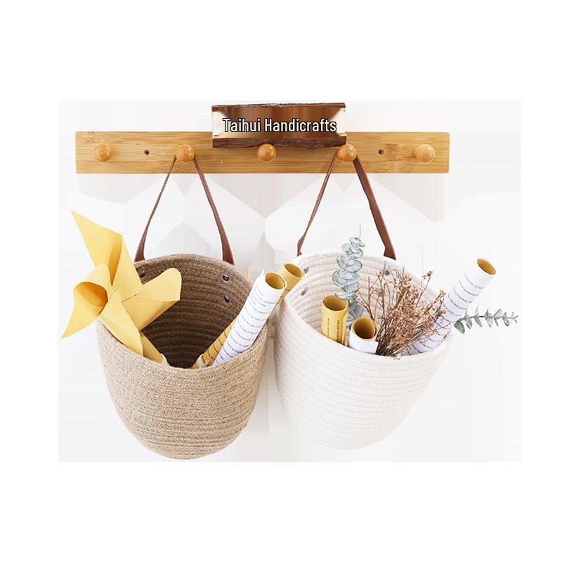 Hängender Korb für die Rückseite der Schlafzimmertür: Aufbewahrung aus gewebtem Baumwollseil, für Schlafzimmer oder Eingangsbereich, für Kosmetika & mehr.