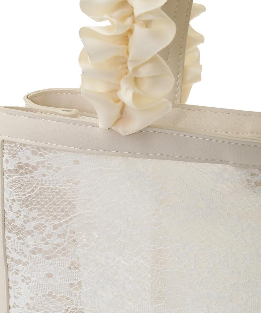 Maison de FLEUR Mesh Lace Square Tote Bag, Ivory, 08000248200