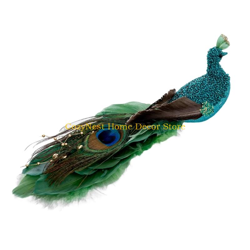 

92MF Elegant Feathered Detailed Peacocks Craft Suitable For Floral Crowns And Seasonal Displays зелений