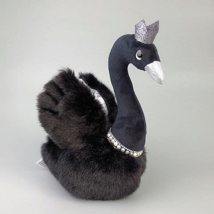 

Plush Swan Toy With Pp Cotton Filling For Kids Gift And Collectible Decor чорний