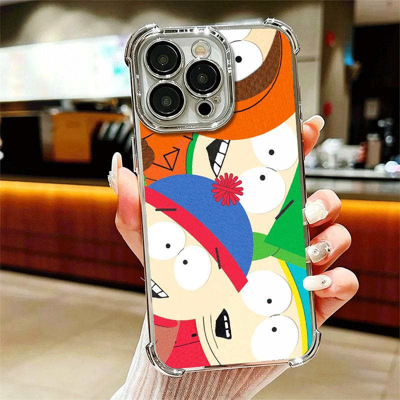 

Cartoon S-South P-Parkes Soft Phone Case For iPhone 15 16 17 Air 14 Pro Max 16E Plus 13 12 Mini Plating Anti-Fall Fundas iPhone 14 Plus