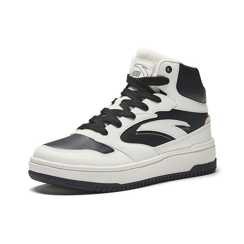New Anta Life Collection Anti-Slip Wear-Resistant Mid-Top Skateboard Shoes Men's Black White 912448083-1