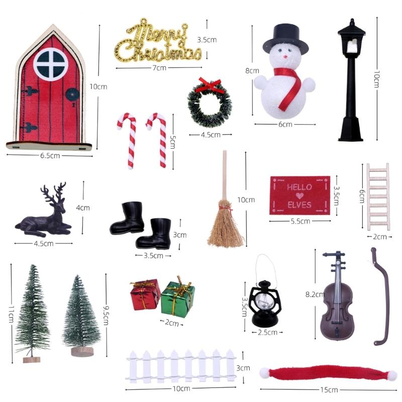 Christmas Dollhouse Decor Set Dollhouse Miniature Accessories Mini Tree Gift Boxes Snow men Decorations Party Supply