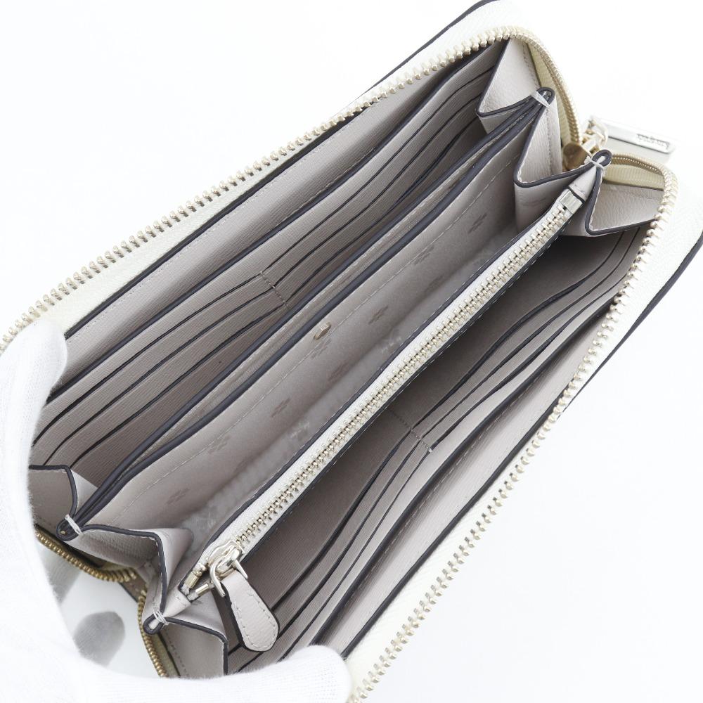 Kate Spade Reißverschluss-Geldbörse PWR00281 Spencer Bicolor Weiß / beiges Leder Damen Gebraucht