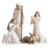 Willow Tree Nativity Scene Figurine Set, Hand-Carved Resin Figures, Heartwarming Christmas Decoration Gift