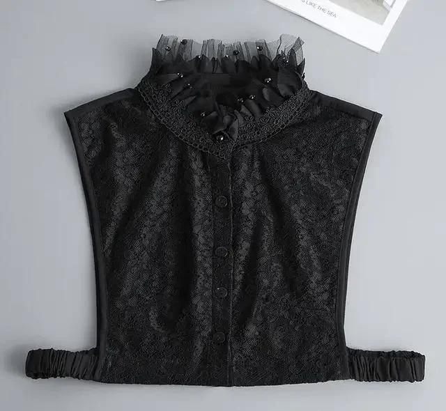 Fashion Front Tie White Fake Collar for Women Stand Detachable Collar Fake Girls Vintage Lace Ladies False Blouse Collar