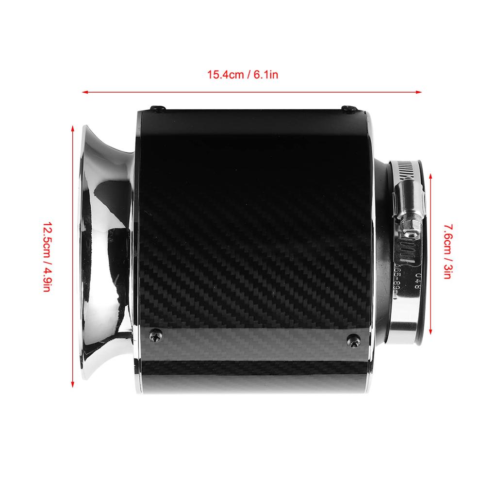 Carbon Fiber Air Filter 76mm Automotive Carbon Fiber Texture Air Filter Filtering Area (M)