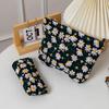 Canvas Embroidery Cosmetic Bag With Floral Pattern For Travel And Home Use