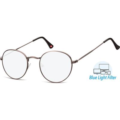 Montana Óculos de leitura Blue Light Block Grey Gunmetal Readers Redondo Metal Homens Mulheres HBLF54