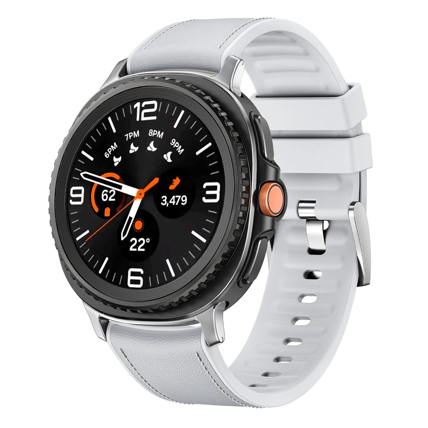 

Официальный силиконовый+кожаный ремешок для Samsung Galaxy Watch 8 40MM 44MM Ремешок для Galaxy 8 Classic 46MM Без зазоров Браслет Аксессуары for galaxy 8 classic
