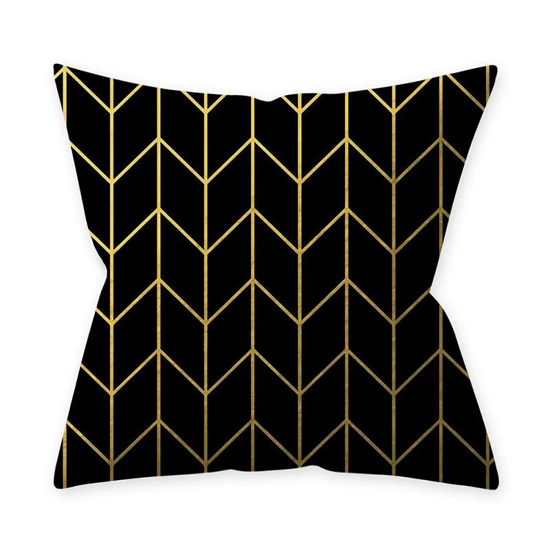 Golden Black Pattern Decorative 45*45CM Cushion Cover Polyester Throw Pillowcase Sofa Home Car Decorative PillowCover