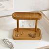 Nature Wood Wood Double Layer Storage Rack Cosmetics Shelf Desktop Organizer  Office