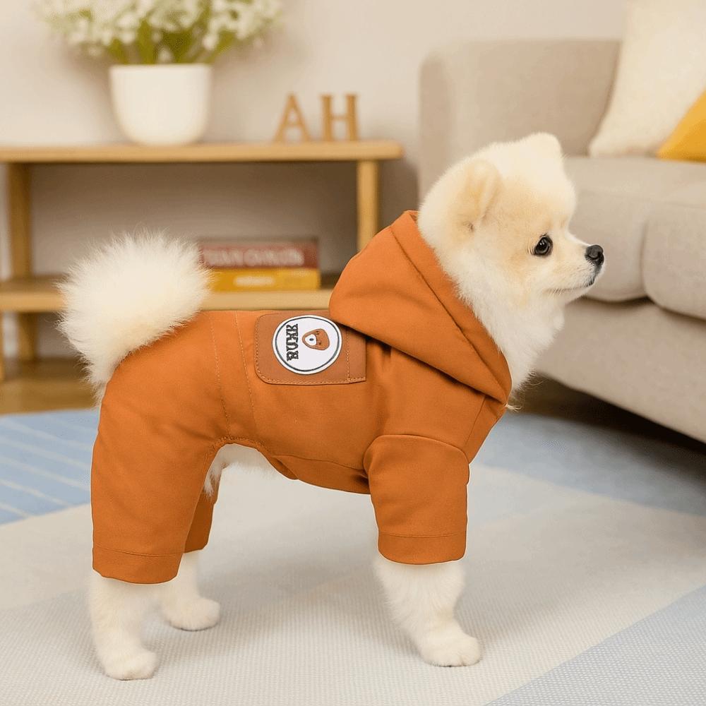 Hoodies Style Warm Winter Dog Jumpsuit Waterproof Thicken Dog Four Legged Clothing Padded Design Fleece Dog Coat Daily Wear