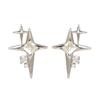 Metal Crossed Star Crystal Zircon Earrings for Women Girls Novel Geometric Four-Pointed Star Stud Earrings Party Jewelry