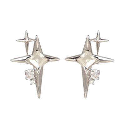 Metall Kreuzstern Kristall Zirkon Ohrstecker für Damen Mädchen Neu Geometrisch Vierzackiger Stern Ohrstecker Party Schmuck