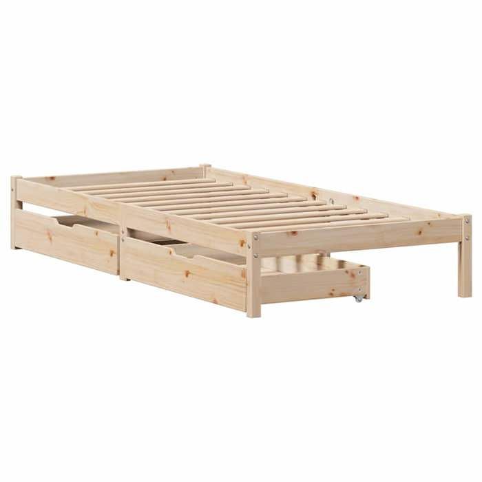 VidaXL Cadre de lit avec tiroirs 90x190 cm bois de pin massif, sommier, cadre de lit simple, cadre de lit en bois massif, 3301422