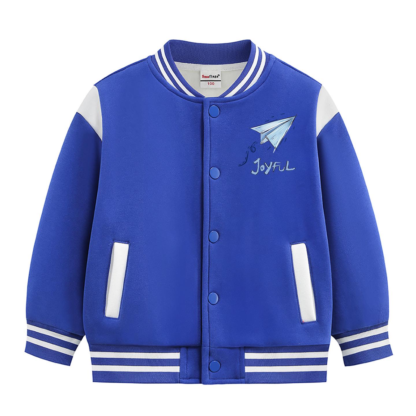 Boys  Fleece-Lined Baseball Jacket - Autumn/Winter Casual Style for Children 100cm