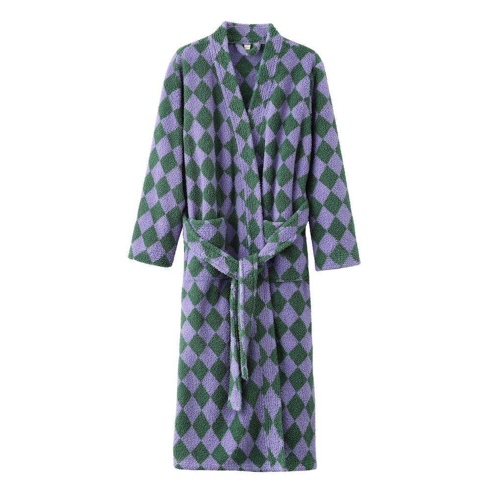 2025 Damen Verdickter Plüsch Velours Bademantel - Winter Lang Korallenfleece Homewear für Paare