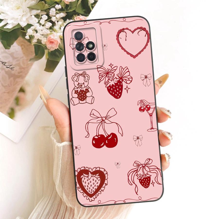 Case For Samsung A31 Galaxy A71 Phone Cover for Samsung A315F A715F A 71 Soft Silicone Bow Painted Flower Phone Funda