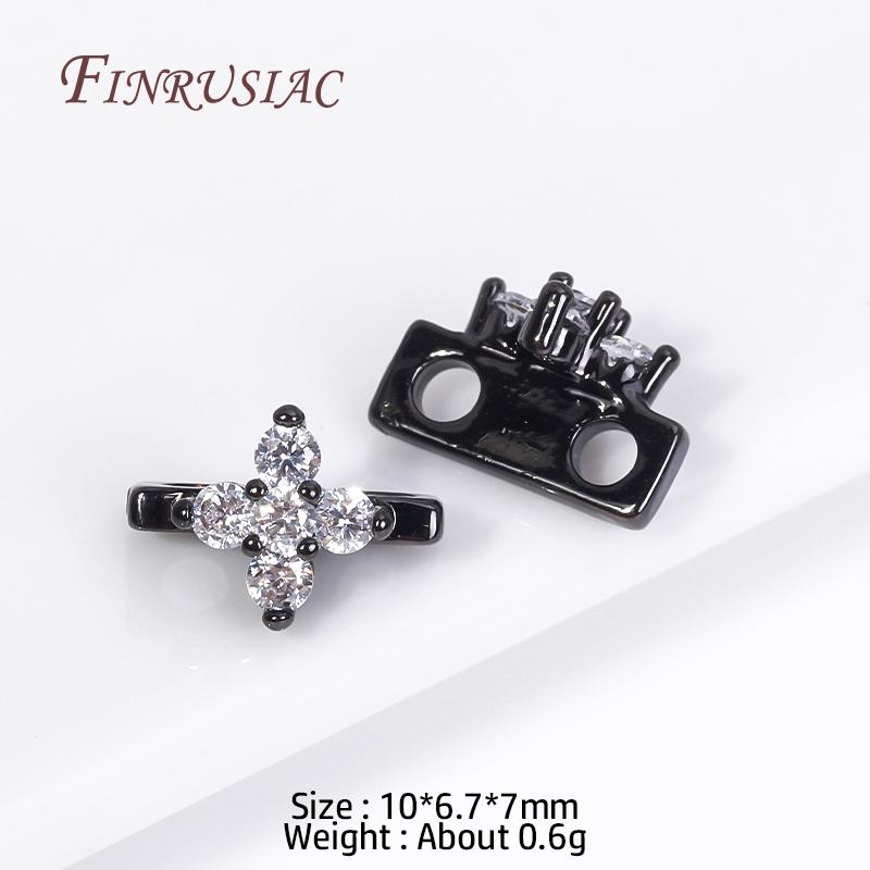 18K Gold Plated Multi-designs Zircon Flower Spacer Bars 2/3 Holes Separators for Strand Beads Jewelry Making Accessories