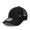 New Era 940 Strapback Cap with Metal New York Yankees One Black Logo, (JP, Alphabet, Size, Mesh)