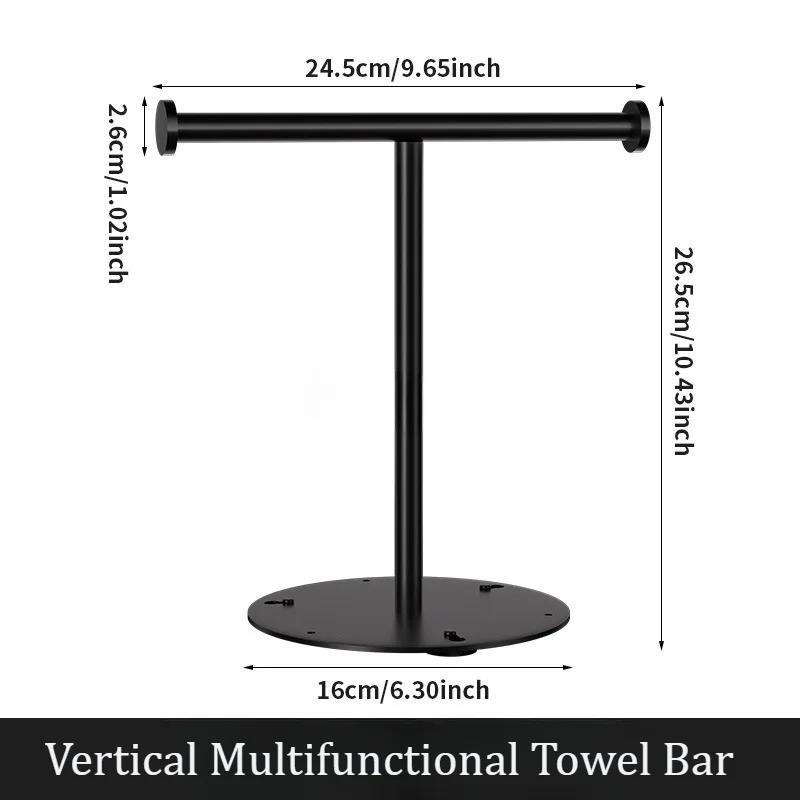 

T-Shape Towels Bar Rack For Bathroom Vanity Countertop Black Carbon Steel Stable Free-Standing Towel Bar Vertical Towel Holder чёрный
